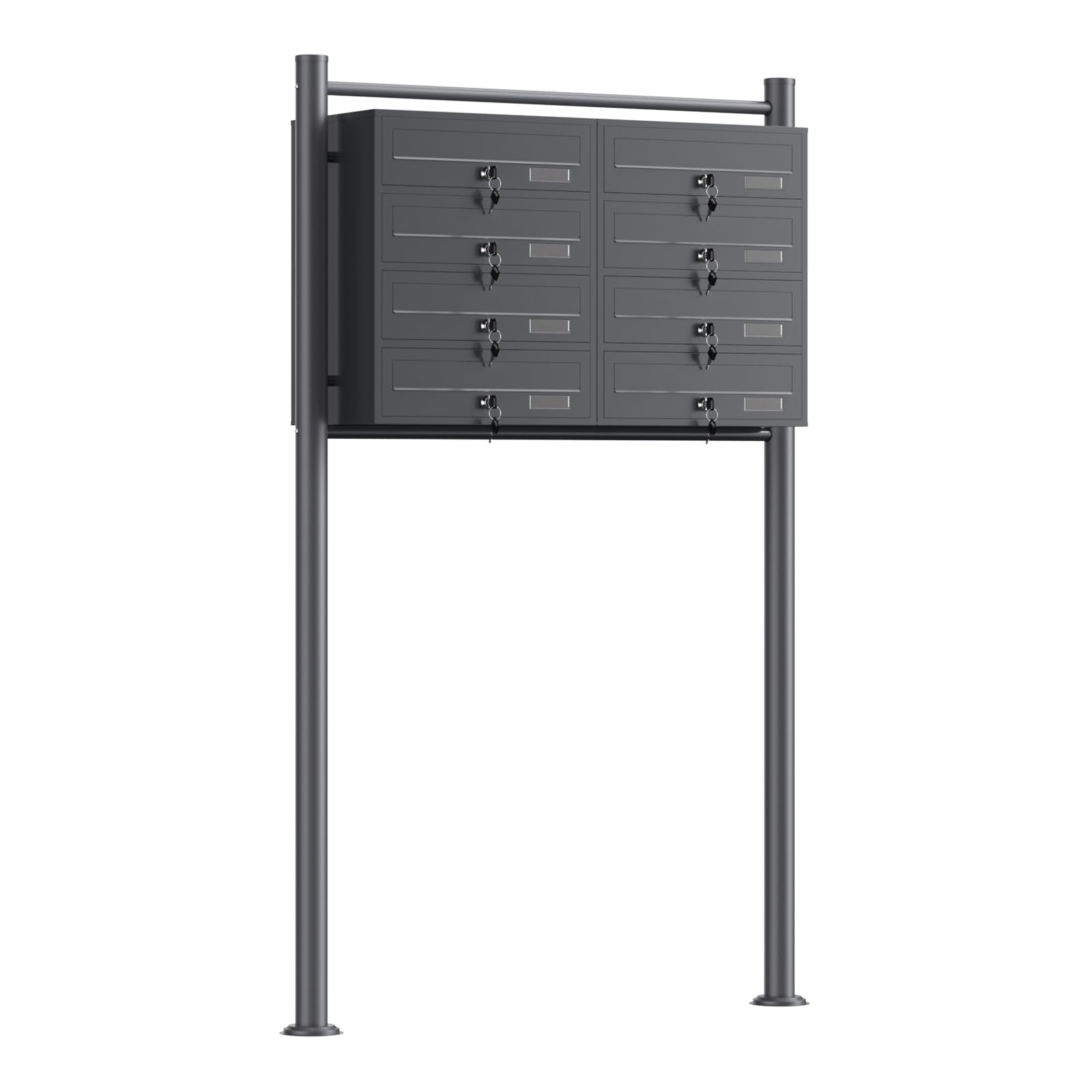 Multiple Outdoor Letterbox Standing Multi-slot Postbox 2x4 Galvanised Steel Mailboxes in Anthracite