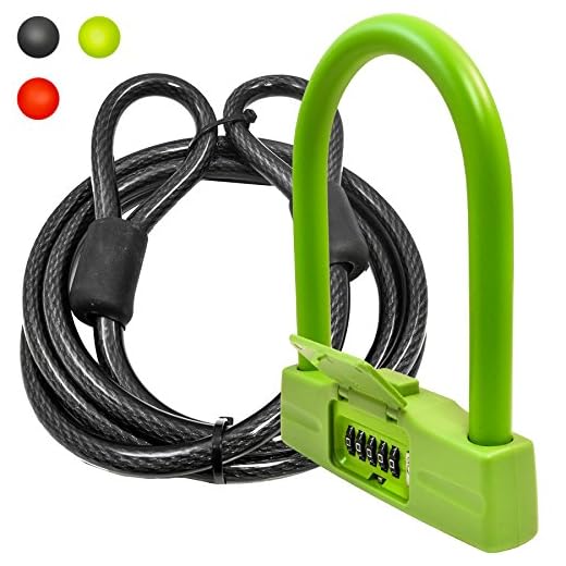 Lumintrail 18mm Heavy Duty 5-Digit Bicycle Bike Combination U-Lock - Assorted Colors (Green+7ft Cable)