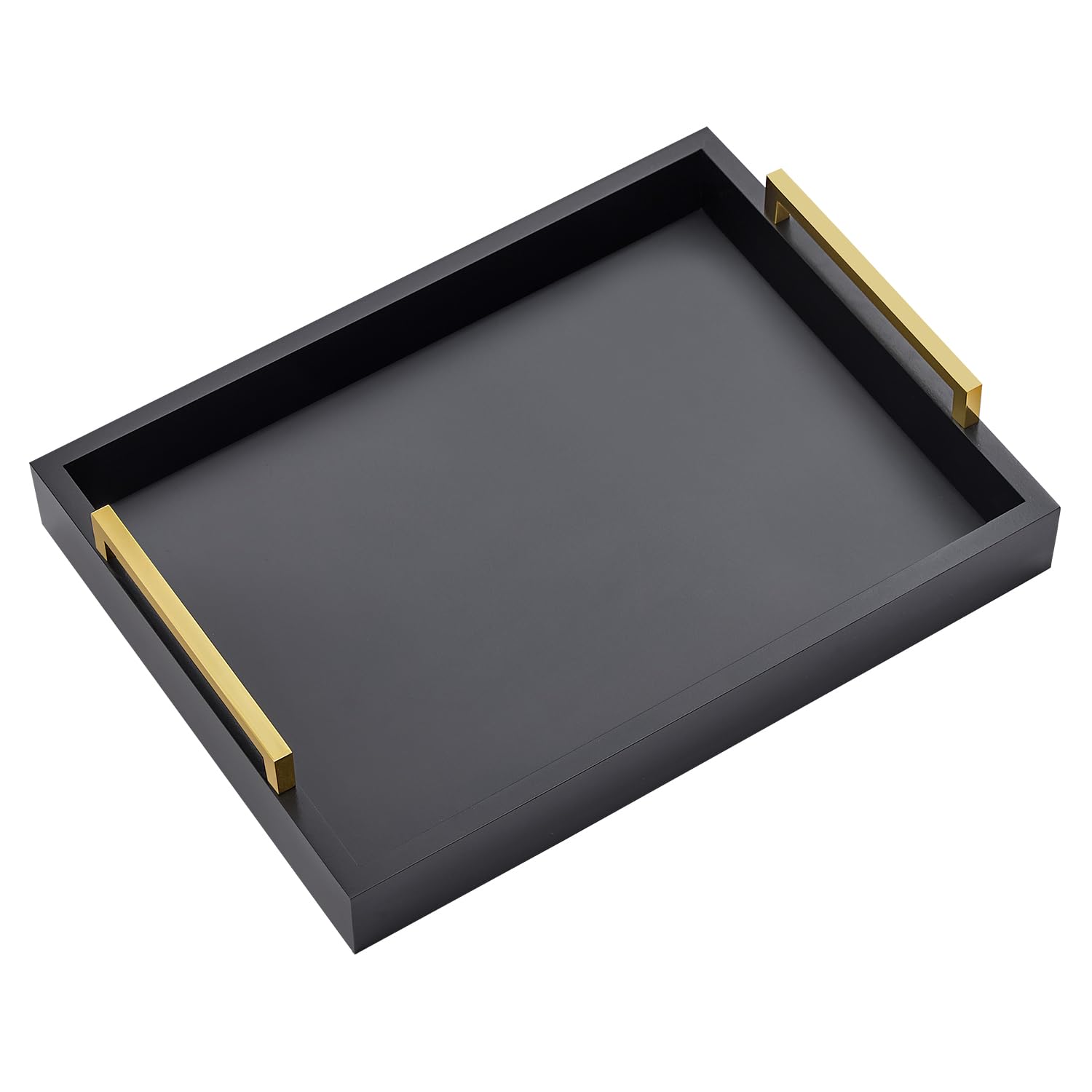 16"x12" Serving Trays with Handles, Black Decorative Serving Tray, Ottoman Trays, Living Room, Bathroom, and Outdoors Decorative Trays (Black)