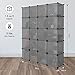 LANGRIA 20 Cube Organizer Stackable Plastic Cube Storage Shelves Design Multifunctional Modular Closet Cabinet with Hanging Rod for Clothes Shoes Toys Bedroom Living Room (Transparent Gray)