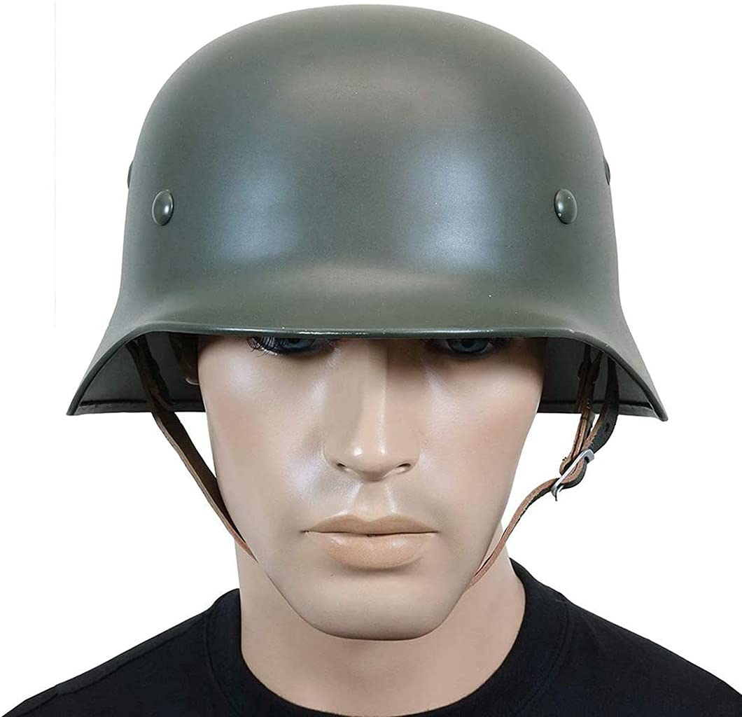 REHOOF Elmetto Tedesco in Acciaio WW2 M35, WW II Casco di Sicurezza Ad Alta Resistenza in Acciaio Tattico Militare Casco Tattico per Dimensioni della Testa 56~60 cm