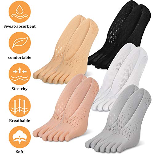 Geyoga 10 Pairs Women Toe Socks for Bunion Align Toe Separated Socks No Show Finger Low Cut Liner Invisible3