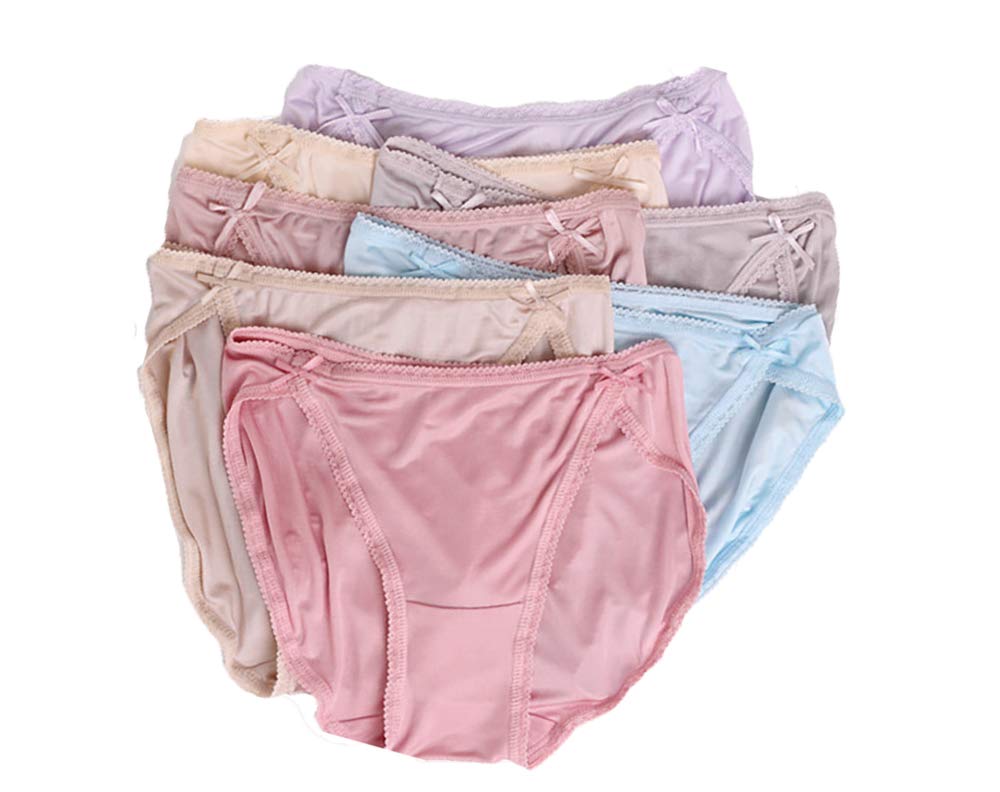 5 pares de bragas de seda natural pura para mujer, muy suaves, finas, transpirables, lisas, saludables