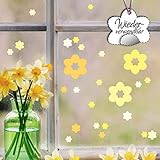 WIEDERVERWENDBARE Fensteraufkleber in Blütenform in trendigen Pastelltönen – einfach abziehen, aufkleben – fertig! 30 Stück je Set auf einem DIN A4 Bogen!