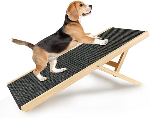 Tookss Rampa para perros ajustable de 39 pulgadas de largo para perros y gatos para sofá o cama con alfombrilla de tracción antideslizante para