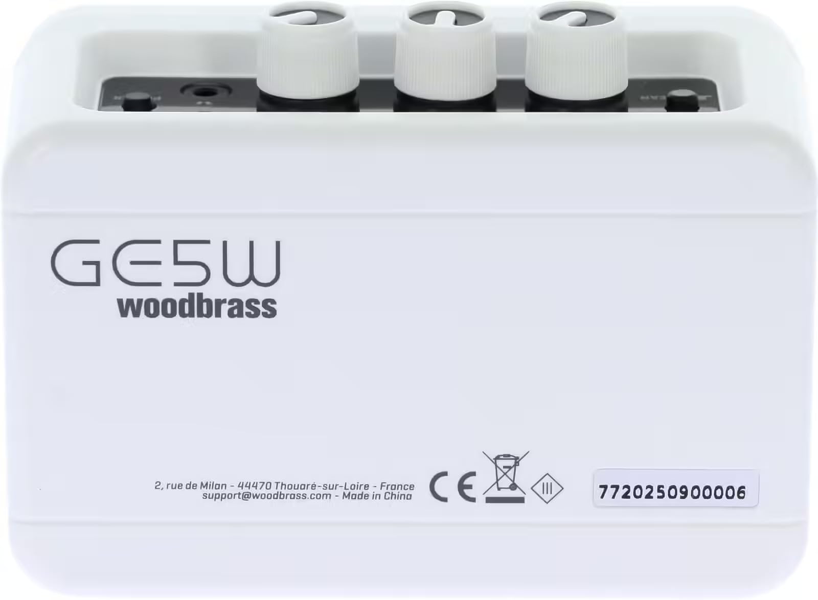 Woodbrass GE5 - Altoparlante collegato/amplificatore per chitarra elettrica 5 W compatto e ricaricabile - Clean/Overdrive, uscita cuffie, altoparlante collegato senza fili, formato nomade, 7 ore di