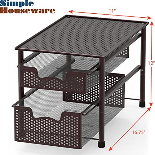 Simple Houseware Stackable 2 Tier Sliding Basket Organizer Drawer, Bronze by Simple Houseware - Image 4