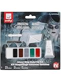 Smiffys Kit de maquillaje de barco fantasma, maquillaje verde, blanco, marrón, gris y rojo, lápiz negro, aplicador y 2 esponjas Halloween, Carnaval