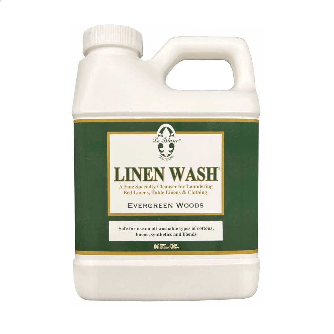 Le Blanc® Evergreen Woods Linen Wash® – Luxury Laundry Cleanser for Bed & Table Linens- 16 oz. (1 pack)