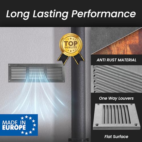 Image of Repa Market Air Vent Cover 16x8 Inch (Outer Dimensions) Galvanized Steel Louvered Grill Cover with Mesh Screen Wall or Ceiling Vent HVAC Register for Indoor and Outdoor Ventilation