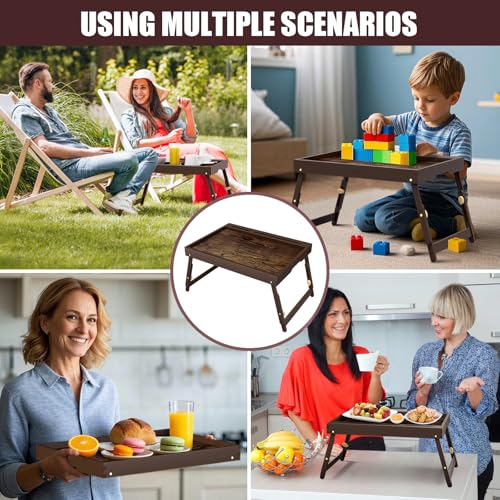 Image of Adjustable Bamboo Bed Tray Table with Device Stand, Large | Adjustable FSC-certified bamboo bed tray with telescopic legs and removable device stand for meals, laptops and reading.