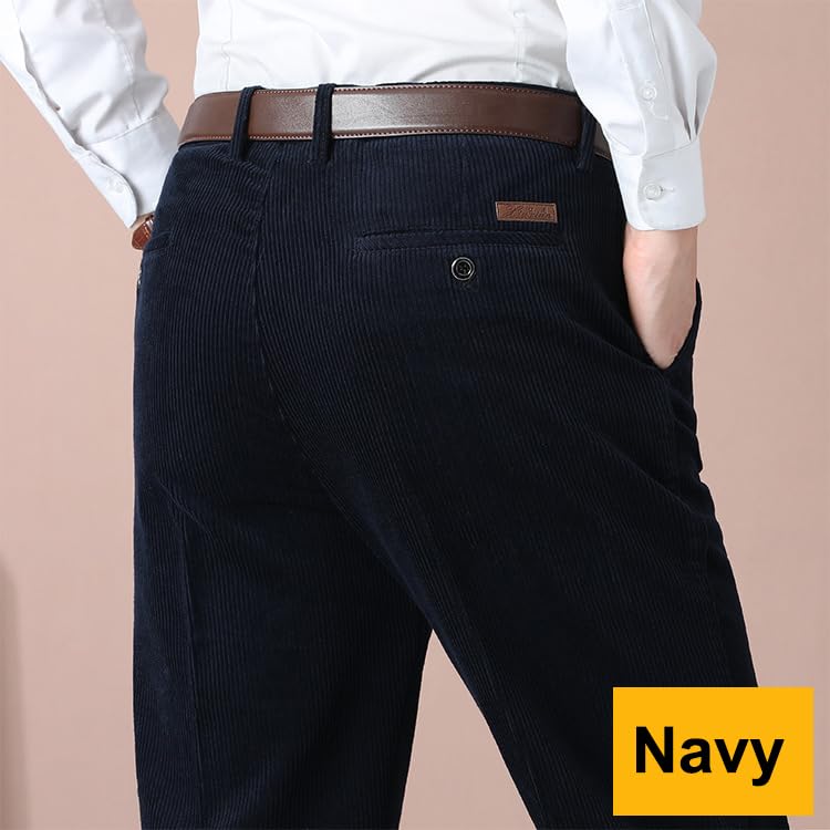 Image of SevenBoy Mens Corduroy Pants Classic Fit Dress Pants Straight Leg Slacks