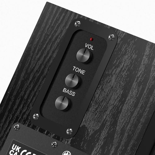 Aktive Regallautsprecher, Computerlautsprecher mit 4"-Tieftöner, 3,5 mm auf RCA Aux Lautsprecher für Plattenspieler Holzstruktur Kann an Der Wand Montiert Werden – Bild 4