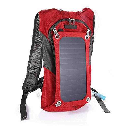 Borsa solare multifunzione, zaino da esterno con pannello solare da 6,5 ​​W, borsa di ricarica USB, adatta per ciclismo, escursionismo, campeggio, ecc.(red)