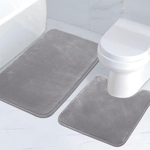 H.VERSAILTEX Juego de tapetes de baño de espuma viscoelástica, juego de alfombras de baño de franela aterciopelada, lujosas, extra suaves y