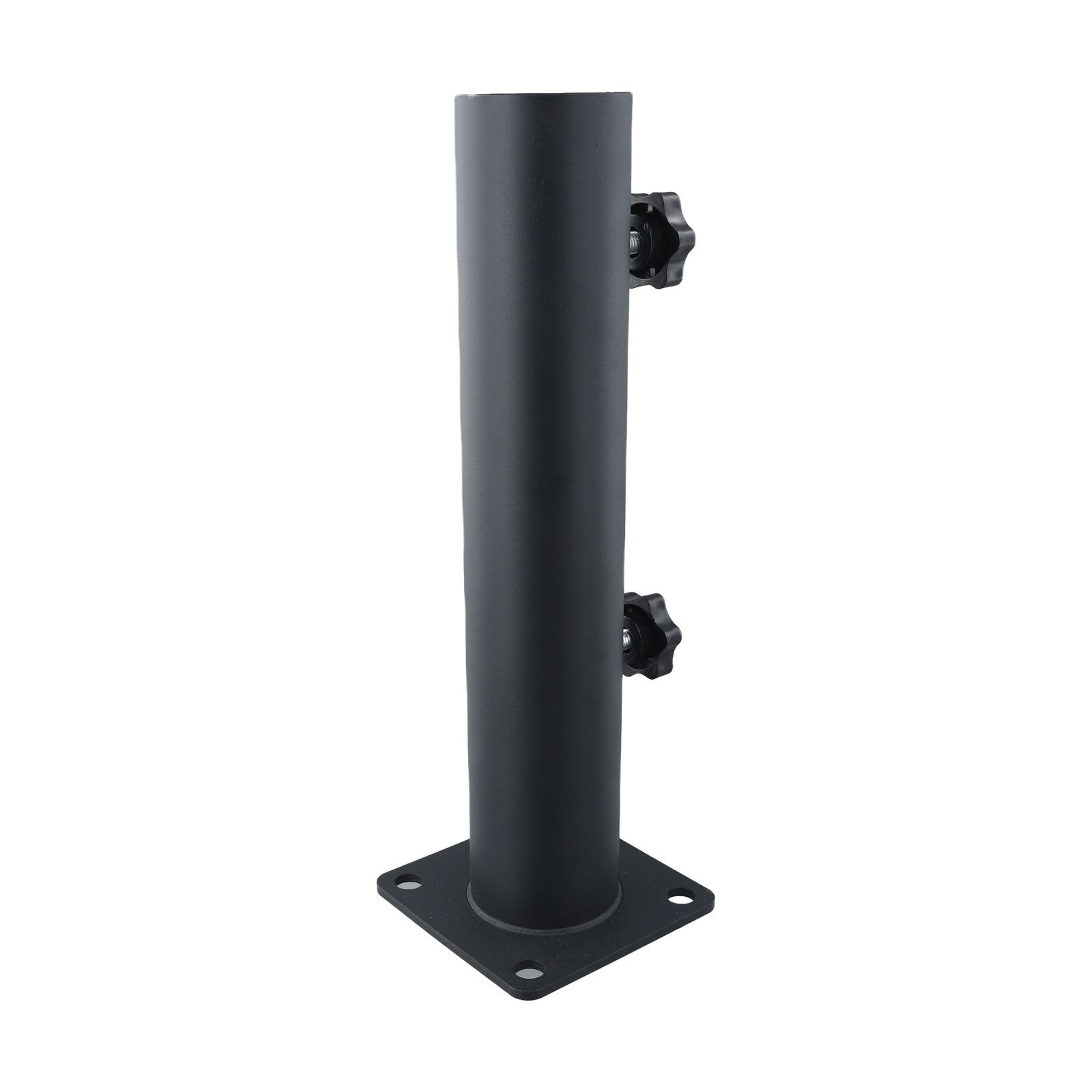 Rurka podtrzymująca parasol z rękawami redukującymi, podstawa ze stali nierdzewnej 48/38/32 mm, z pokrętłem bezpieczeństwa i otworem montażowym, uniwersalny czarny stojak na parasol do użytku na