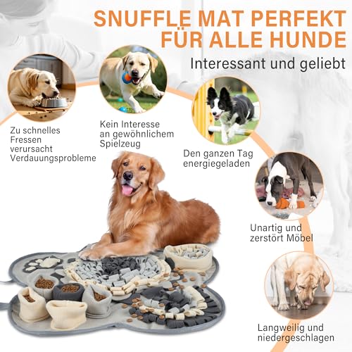SUPERWSLING Schnüffelteppich für Hunde Cleveres Hundespielzeug mit Anti Rutsch Intelligenzspielzeug für Anti Stress Schnüffelmatte Spielteppich Für Kleine & Große Hunde