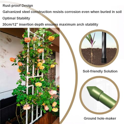 Pergolato da giardino in metallo antiruggine robusto a mezzo arco per rampicanti e rose disponibile in 60 larghezze 270 cm durevole decorazione esterna per bellissimi giardini