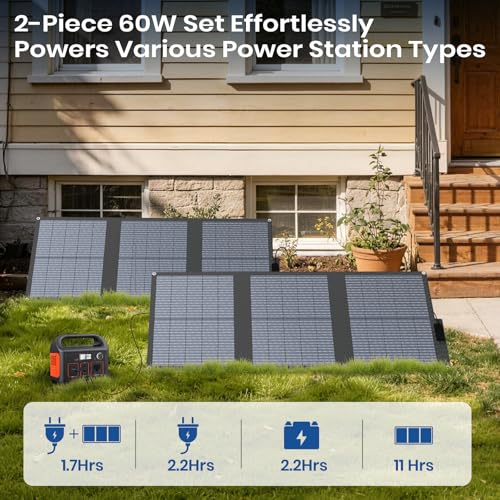 Image of FlexSolar 2‑Pack 60W N‑Type Solar Panel Charger Lightweight and IP67