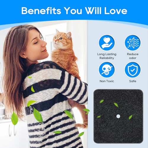 Cunina 6 Pack Cat Litter Box Replacement Carbon Filters Compatible with Catit Hooded Litter Box, Pre-Cut Activated Charcoal Air Purifier for Cat Litter Pan - Thumbnail 4