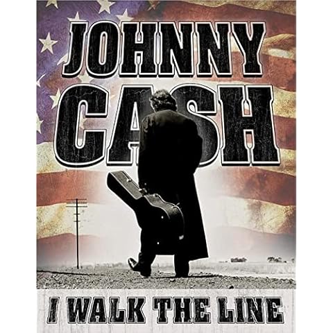 Desperate Enterprises Johnny Cash - Walk the Line Tin Sign, 12.5"W x 16"H Cover