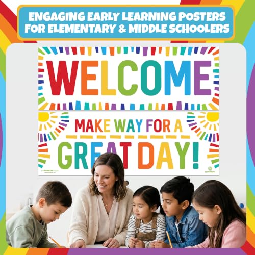 Image of Sproutbrite 2 Pack 13.5 inchx39 inch Welcome Educational Posters & Charts