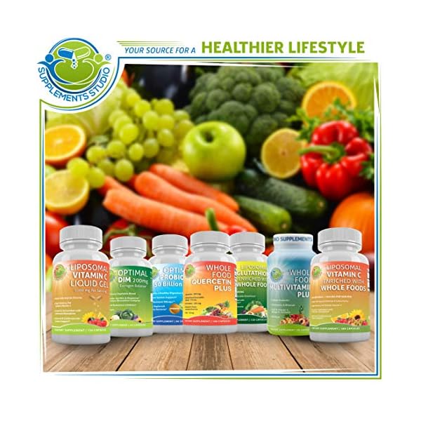 Supplements-Studio-Quercetin-with-Bromelain-Zinc-Vitamin-C-Ginger-Bioflavonoids-Organic-Whole-Foods-Immune-Cardiovascular-Respiratory-System-Support-Natural-Antioxidant-Vegan-Non-GMO180-Caps Quercetin with Bromelain Vitamin C and Zinc with Organic Whole Food Quercetin Blend - 1215mg per serving - Phytosome Quercetin 500mg, Ginger and Flavonoids for Immune & Respiratory Support - 180 count