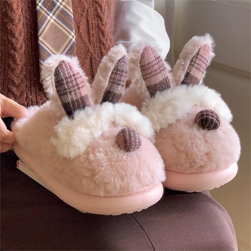 Bunny Animal Slippers for Women Cute Fluffy Cartoon Home Winter Warm Indoor Funny Cotton Men Shoes2