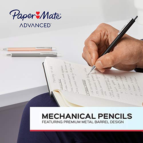 Paper Mate 2128209 Advanced Mechanical Pencils 0.7Mm, #2 Pencils, Premium Metal Pencil Barrel, Office Supplies, Drafting Pencils, Aesthetic School Supplies, Gun Metal Gray And Rose Gold thumb #1