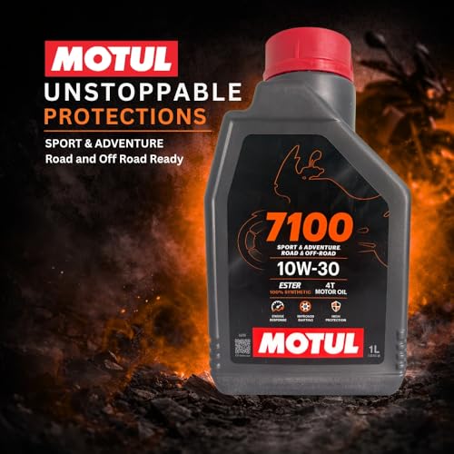 Image of Motul 7100 10W-30 Fully Synthetic Engine Oil for High Performance Bikes - Smooth Gear Shifting & Engine Protection, 1L