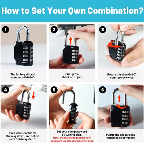 Image of 2 Pack Combination Lock, 4 Digit Resettable Padlock Lock Waterproof for School Gym Locker, Sports Locker, Fence, Toolbox, Gate, Case, Employee Hasp Storage (Black)