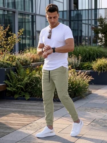 Image of ANNI Designer Men Cargo Pants Cotton Solid | Cargo Pants for Men | Mens Cargo Trouser | Multi Pocket Cargo Pant Regular Fit | Casual Stylish Bottom Wear for Mens Comfortable Clothing