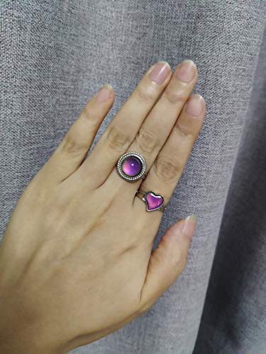 2 PCS Oval Mood Ring Retro Style Adjustable Finger Ring For lovers Friends-One size fits all2
