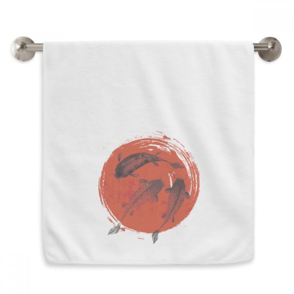 Serviette carpe rouge japonaise haut de gamme au motif diadème abstrait