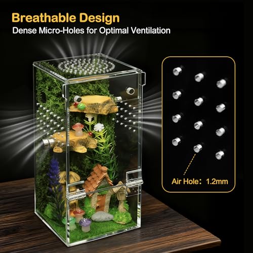 Image of Jumping Spider Enclosure Starter Kit,Escape Proof Reptile Terrarium | Praying Mantis Terrariums,Transparent Acrylic Complete Bug Habitat,All In One Arboreal Tarantula Cribs Cage,Insect Container