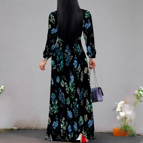 Image of PinkPatty Women's Long Sleeve Maxi Dress Plus Size Trendy Wedding Guest Wrap Dress with Pockets&Belt