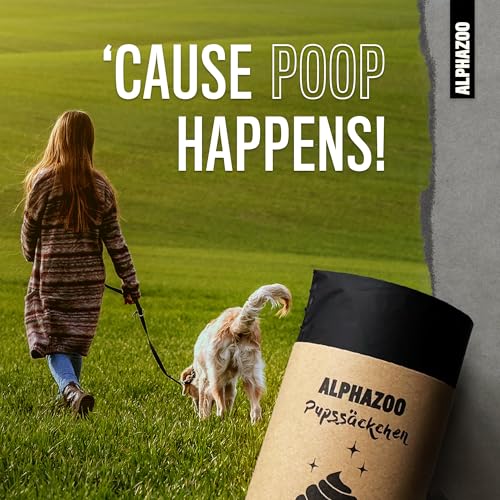 alphazoo Pupssäckchen Hundekotbeutel biologisch abbaubar 300 Stk. I Nachhaltige Kotbeutel für Hunde auf Rollen I Auslaufsichere, reißfeste Hundetüten