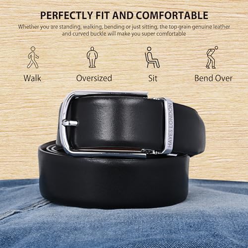 Image of HAYES LONDON Belts for Men Leather Original - Belt for Men Formal with Classic Design, Durable and Italian Reversible Men Belts for All Occasions