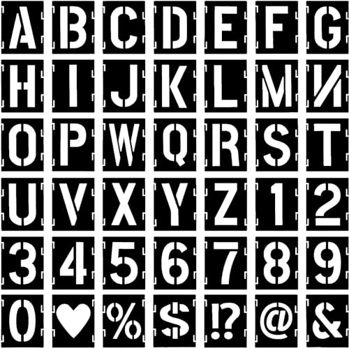 42 Piece Letter Stencils - 3.5 Inch, Reusable Alphabet & Number Stencils for Spray Paint & Wall Painting