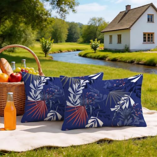 Coussin décoratif bleu marine imperméable 40x80 cm tropical