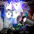Moukeren Halloween Projector Lights Outdoor 2-in-1 Rotating Patterns Projector Ocean Wave and Pattern Halloween LED Projection with Remote Control for House Yard Garden Landscape Lights(Ghost)