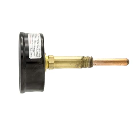 PIC Gauges TRI-RC-254R3.63-D 2.5 Dial, 1/4 Male NPT Connection, Stem Length 3.63 inches, 0/60 psi Range, Commercial Tridicators with Black Steel Case, Bronze Internals, Plastic Lens w/Red Indicator