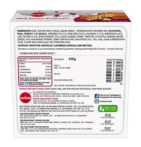 Image of Winkies Rich Butter Fruit Cake, 250g