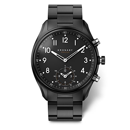 Kronaby Orologio Intelligente Uomo Ibrido Acciaio Inox 316L Nero - Analogico Connesso 10 ATM S0731/1 - Controllo Musica, Passi, Notifiche, Chiamate - Apex