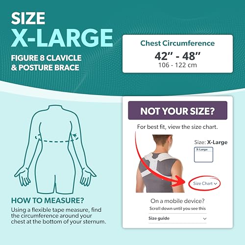 Image of BraceAbility Clavicle Support Brace - XL Figure 8 Upper Back Brace Posture Corrector for Women and Men, Shoulder Straightener, Kyphosis Relief, Sling for Injuries and Fractures (Extra Large)