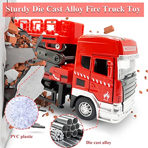 Otonopi Fire Engine Truck Toy Vehicle Red Die-Cast Pull Back Fire Truck Model #TOP5