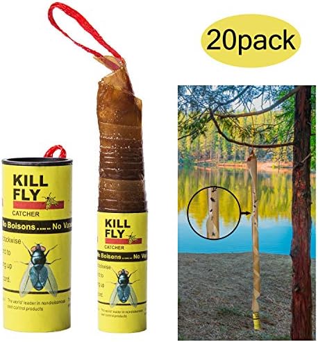 Stingmon 20 Pack Fruit Traps for Kitchen Sticky Ribbon Catcher Fly Paper Strips Indoor, A1