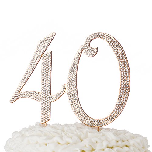 Ella Celebration 40 Cake Topper for 40th Birthday or Anniversary Rose Gold Number Party Supplies and Decoration Ideas (Rose Gold) - Thumbnail 6