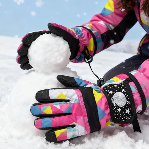 Image of UTOWO Kids Winter Cold Weather Ski Gloves Boy-Girl Warm Windproof Snow Gloves for Snowboarding Sledding Cycling Toddler 3-6T