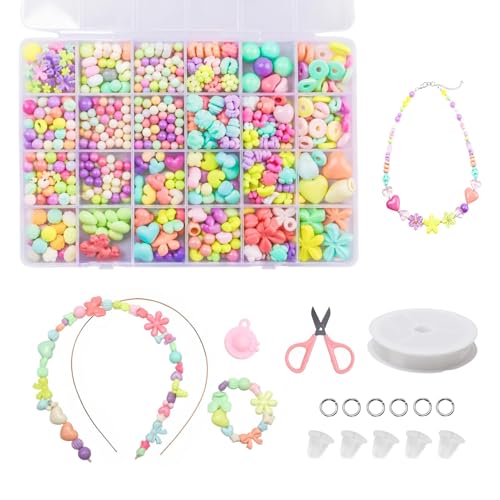 VBK Perles Pour Bracelet 4000+ Pièces, Kit Fabrication Bijoux Enfant Fille, Perles de Couleurs pour Création Bracelet Amitié, Cadeau 6 8 10 Ans